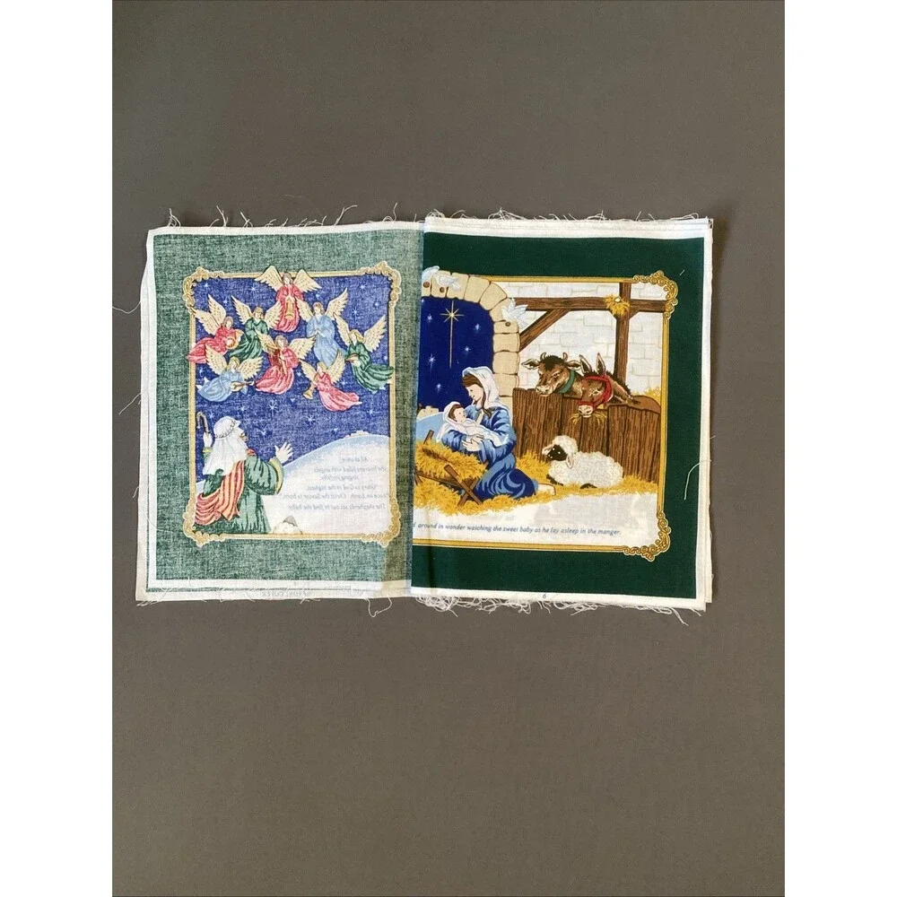 Vintage Christmas Cloth Book Sewing Panel THE NIGHT CHRIST WAS BORN DIY